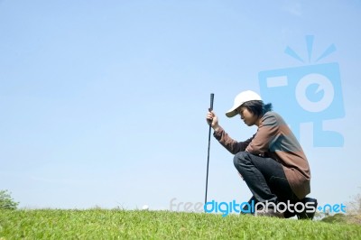 Male Golf Player Stock Photo