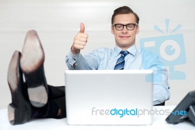 Male showing thumbs up Stock Photo