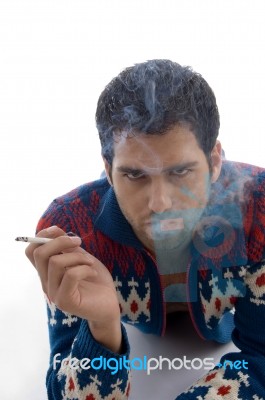 Male Smoking Cigarette Stock Photo