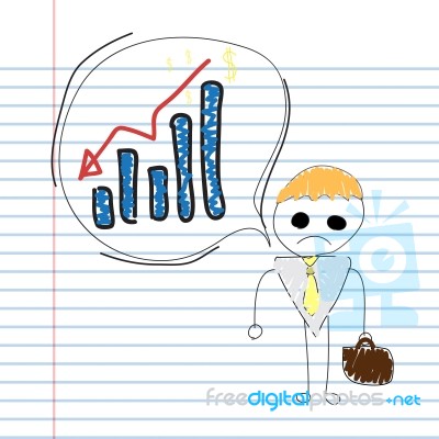 Male With Loss Graph Notebook Paper Stock Image