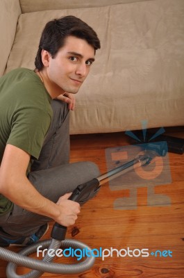 Man Doing The Housework Stock Photo