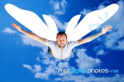 Man Fly Butterfly Stock Photo