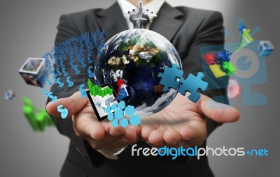 Man Holding International Business Stock Photo