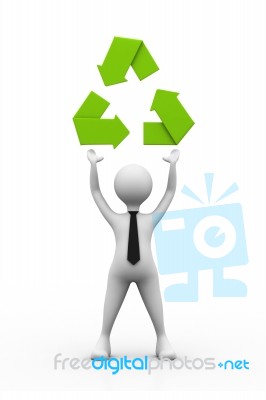 Man holding Recycling Symbol Stock Image