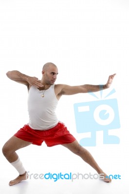 Man In Fighting Pose Stock Photo