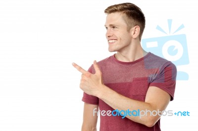 Man Looking And Pointing Away Stock Photo