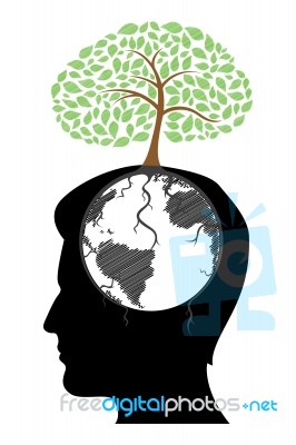 Man Mind With Tree Stock Image