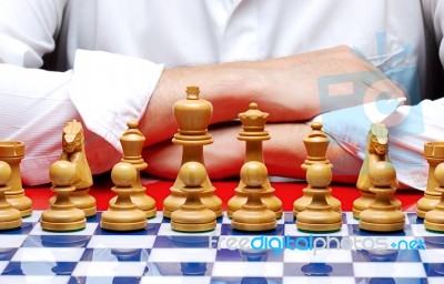 Man Playing Chess Stock Photo
