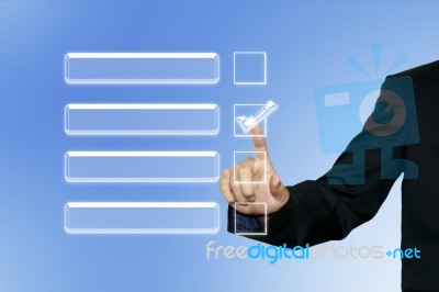 Man Pointing Checked Box Stock Image