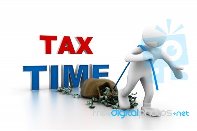 Man Pull Money.(tax Time Concept) Stock Image