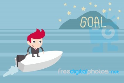 Man Sailing To Goal Stock Image