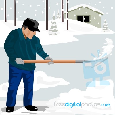 Man Shoveling Snow Stock Image