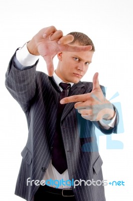 Man Showing Framing Gesture Stock Photo