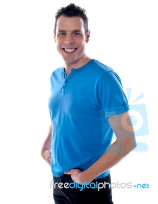 Man Standing With Hands Pocket Stock Photo