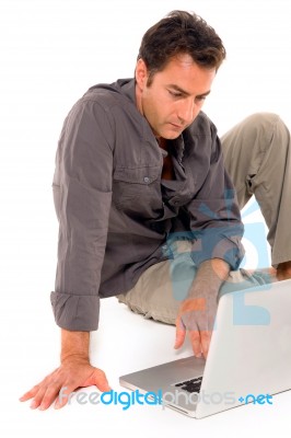 Man Using Laptop Stock Photo