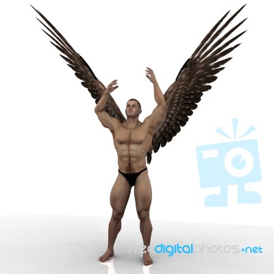 Man With Angel Wings Stock Image
