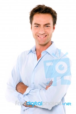 Man With Arm Crossed Stock Photo