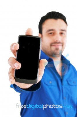 Man With Cellphone Stock Photo