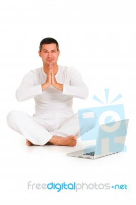 Man With Laptop Stock Photo