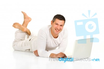 Man With Laptop Stock Photo