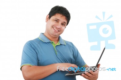 Man With Laptop Stock Photo