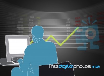 Man Working With Computer Stock Image