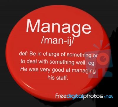 Manage Definition Button Stock Image