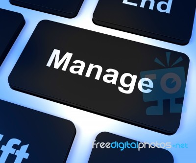 Manage Key Showing Leadership Management And Supervision Stock Image