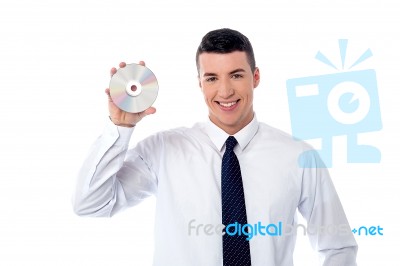 Manager Showing Compact Disc Stock Photo