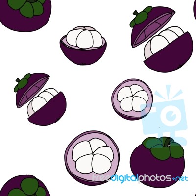 Mango-teen Seamless Pattern By Hand Drawing On White Backgrounds… Stock Image