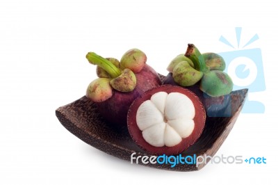 Mangosteen Tropical Fruit Stock Photo