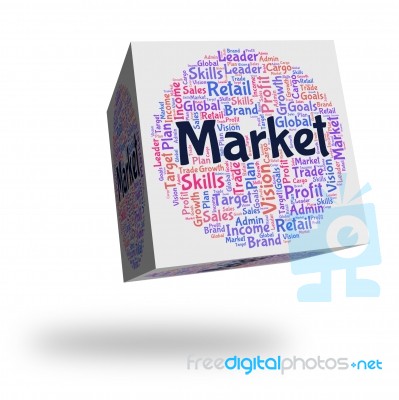Market Word Indicates Wordcloud Advertising And Fair Stock Image