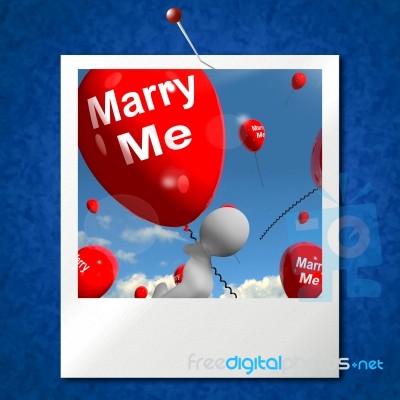 Marry Me Balloons Photo Represents Engagement Proposal For Lover… Stock Image