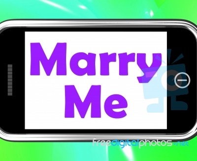 Marry Me On Phone Means Wedding Proposal Stock Image