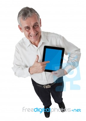Mature Man With Tablet Pc Stock Photo