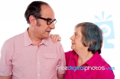 Matured Couple looking each other Stock Photo