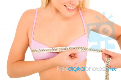 Measuring Bra Size Stock Photo