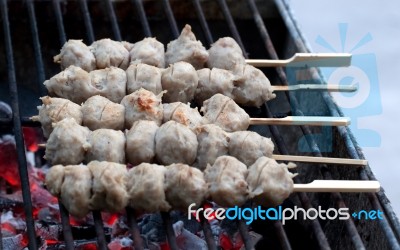 Meat Ball Grill Stock Photo