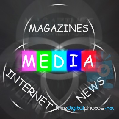 Media Words Displays Magazines Internet And News Stock Image