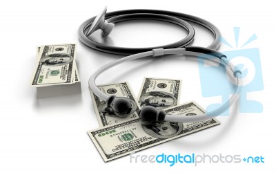Medical Stethoscope And Dollars Stock Image