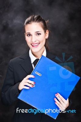 Miled Business Woman With Files Stock Photo