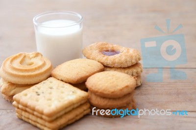 Milk With Cookies Stock Photo