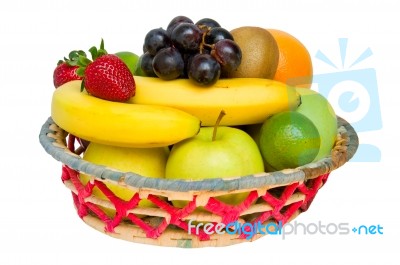 Mixed Fruit Basket Stock Photo
