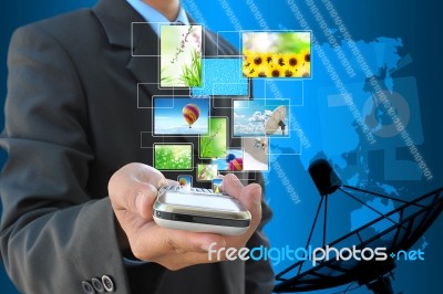 Mobile Phone And Streaming Images Stock Photo