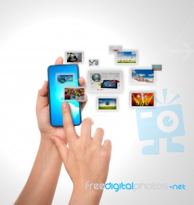 Mobile Phone With Streaming Images Stock Image