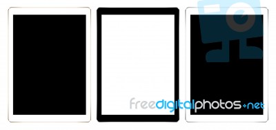 Mock Up Digital Tablet Collection Set Isolated On White Stock Image