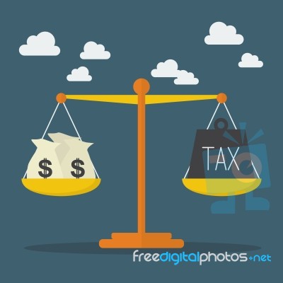 Money And Tax Balance On The Scale Stock Image