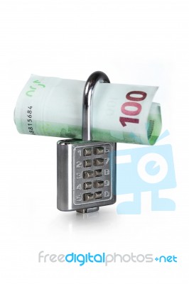 Money Padlock Stock Photo