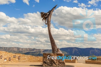 Monument In Front Of Mesa Verde National Park In Colorado Stock Photo