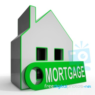 Mortgage House Shows Owing Money For Property Stock Image